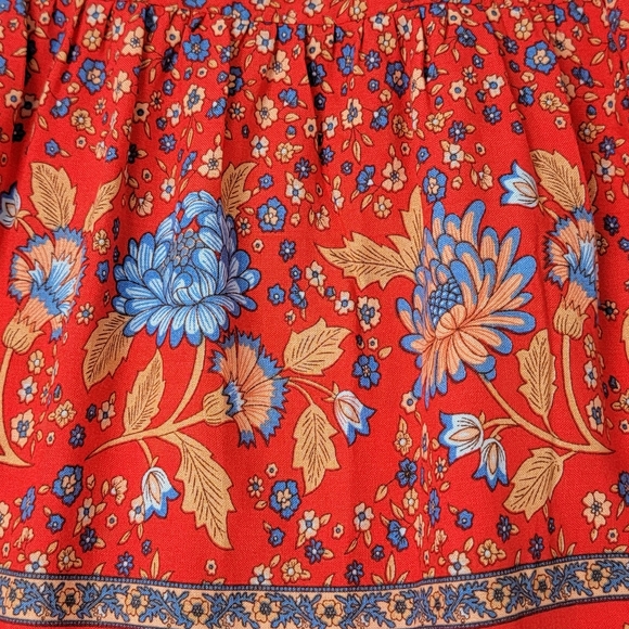 Meroketty Red Crimson Floral Boho Western Rayon Blend Tiered Maxi Skirt Sz M NEW - Picture 11 of 13